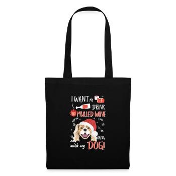 King Charles Spaniel Vin chaud Noël - Sac en tissu - noir - Devant