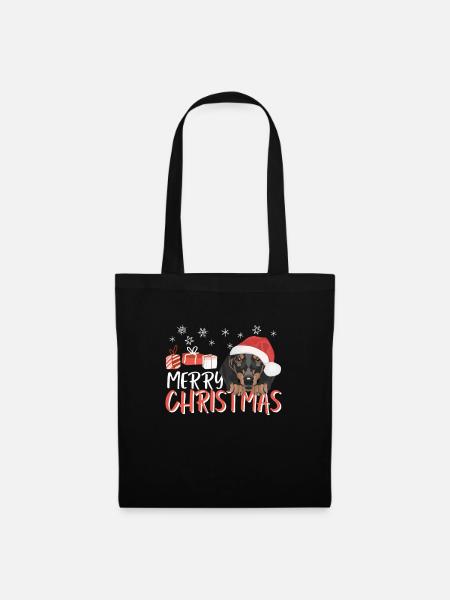Dackel Frohe Weihnachten - Stoffbeutel - Schwarz