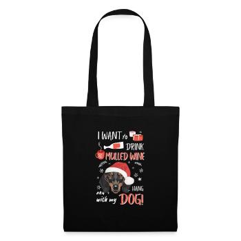 Teckel Vin chaud Noël - Sac en tissu - noir - Devant