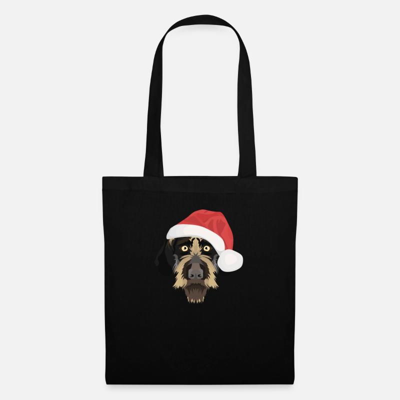 Deutsch Drahthaar Frohe Weihnachten - Stoffbeutel - Schwarz