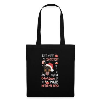 Dobermann Frohe Weihnachten - Stoffbeutel - Schwarz - Vorne