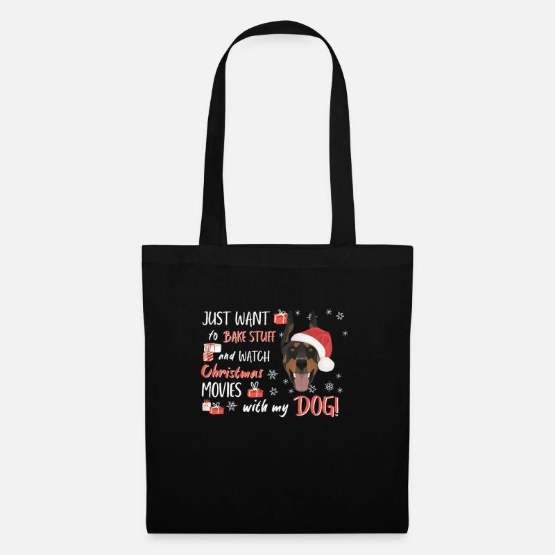 Dobermann Frohe Weihnachten - Stoffbeutel - Schwarz