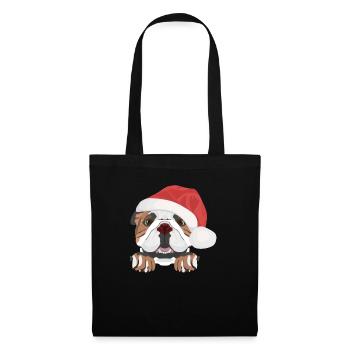 Bouledogue anglais Joyeux Noël - Sac en tissu - noir - Devant