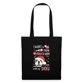 Bouledogue anglais vin chaud Noël - Sac en tissu - noir - Devant