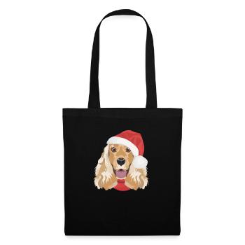 English Cocker Spaniel Frohe Weihnachten - Stoffbeutel - Schwarz - Vorne