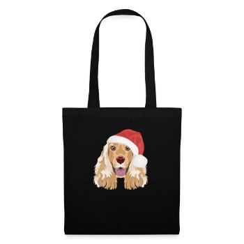 English Cocker Spaniel Frohe Weihnachten - Stoffbeutel - Schwarz - Vorne