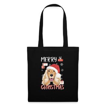 English Cocker Spaniel Frohe Weihnachten - Stoffbeutel - Schwarz - Vorne