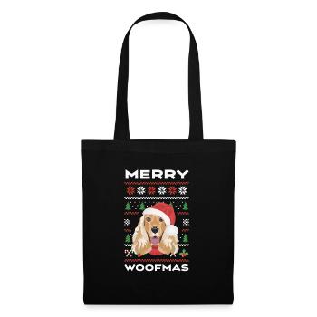 English Cocker Spaniel Frohe Weihnachten - Stoffbeutel - Schwarz - Vorne
