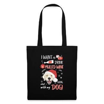 Golden Retriever vin chaud Noël - Sac en tissu - noir - Devant