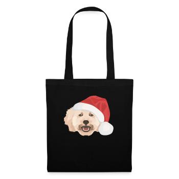 Pudel Frohe Weihnachten - Stoffbeutel - Schwarz - Vorne