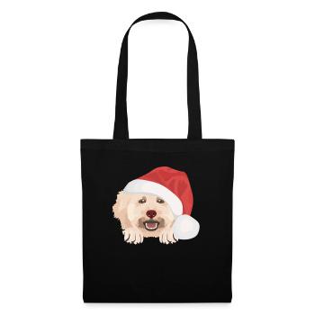 Pudel Frohe Weihnachten - Stoffbeutel - Schwarz - Vorne