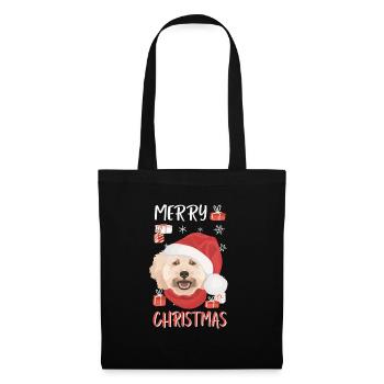 Pudel Frohe Weihnachten - Stoffbeutel - Schwarz - Vorne