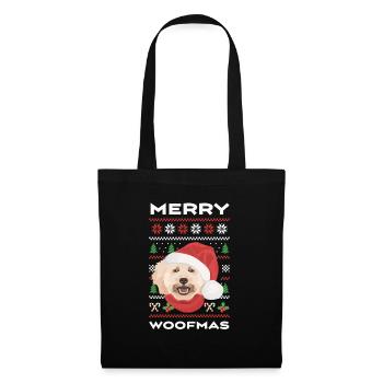 Pudel Frohe Weihnachten - Stoffbeutel - Schwarz - Vorne