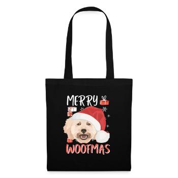 Pudel Frohe Weihnachten - Stoffbeutel - Schwarz - Vorne