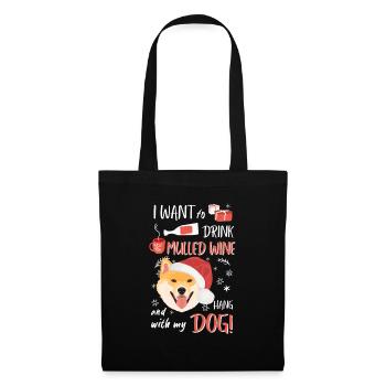 Shiba Inu vin chaud Noël - Sac en tissu - noir - Devant