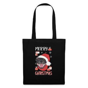Staffordshire Bull Terrier Joyeux Noël - Sac en tissu - noir - Devant