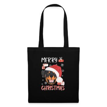 Rottweiler Frohe Weihnachten - Stoffbeutel - Schwarz - Vorne