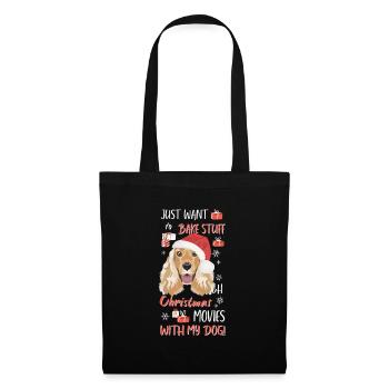 English Cocker Spaniel Frohe Weihnachten - Stoffbeutel - Schwarz - Vorne