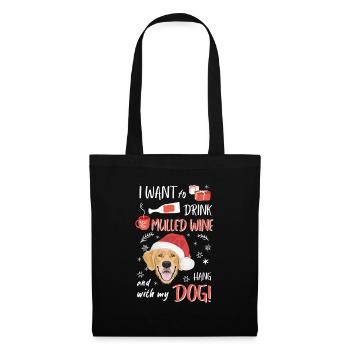 Golden Retriever vin chaud Noël - Sac en tissu - noir - Devant