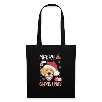 Golden Retriever Frohe Weihnachten - Stoffbeutel - Schwarz - Vorne
