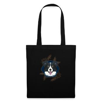 Goldener Hund Border Collie - Stoffbeutel - Schwarz - Vorne