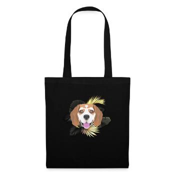 Goldener Hund Beagle - Stoffbeutel - Schwarz - Vorne