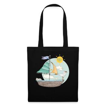 Segeltörn auf dem Bodensee mit tierischen Passagie - Stoffbeutel - Schwarz - Vorne