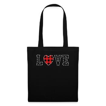 Valentines Day Love Buffalo Plaid Heart - Tote Bag - black - Front