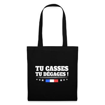 Slogan Droite Drapeau Français France - Sac en tissu - noir - Devant