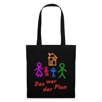Das war der Plan - Kinderzeichnung - Stoffbeutel - Schwarz - Vorne