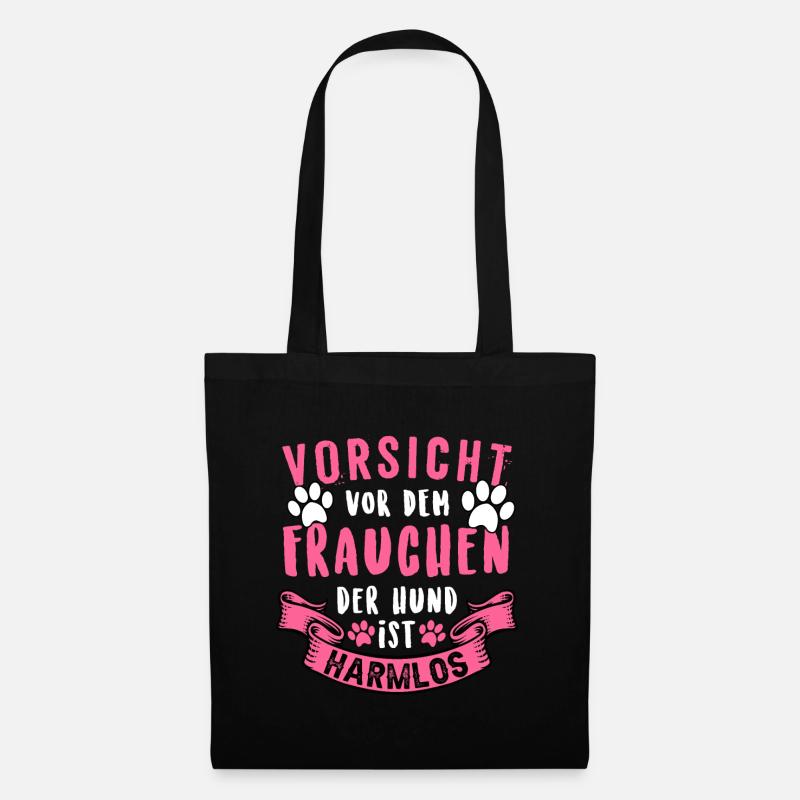 Vorsicht vor dem Frauchen - Stoffbeutel - Schwarz