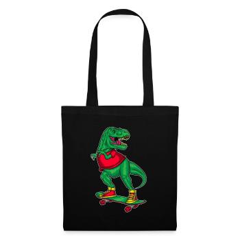 Skater Dino Skatboarder Skateboard Skating Dinosaur - Tote Bag - black - Front