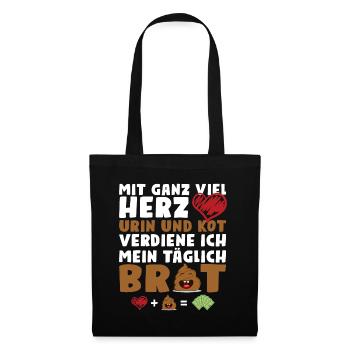 Mit ganz viel Herz Urin und Kot - Stoffbeutel - Schwarz - Vorne