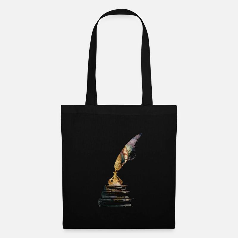 Book book stack with inkwell vintage design - Tote Bag - black