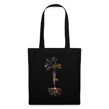 Yoga arbre de vie avec cadeau d'art de peinture - Sac en tissu - noir - Devant