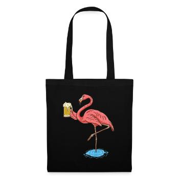 Flamingo boit un cadeau de bière pour les amateurs de bière - Sac en tissu - noir - Devant