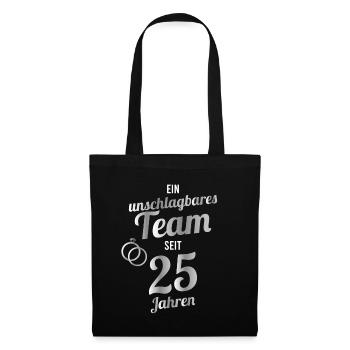 silberne Hochzeit Geschenk - Stoffbeutel - Schwarz - Vorne