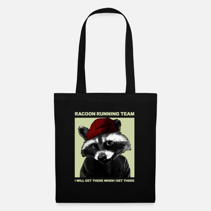 Waschbär Team Jogger Läufer Damen Herren Geschenk - Stoffbeutel - Schwarz
