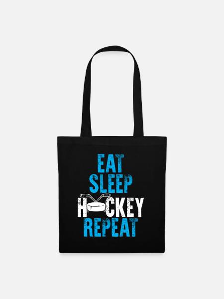 eat sleep hockey repeat - Tote Bag - black