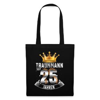 Traumpaar seit 25 Jahren Silberhochzeit Geschenk - Stoffbeutel - Schwarz - Vorne