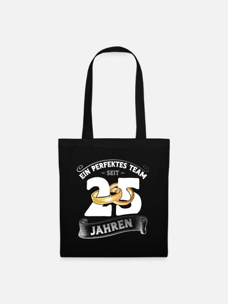 Traumpaar seit 25 Jahren Silberhochzeit Geschenk - Stoffbeutel - Schwarz