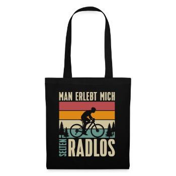 Man erlebt mich selten Radlos - Stoffbeutel - Schwarz - Vorne