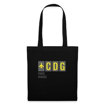 CDG Paris Frankreich Flughafen Code - Stoffbeutel - Schwarz - Vorne