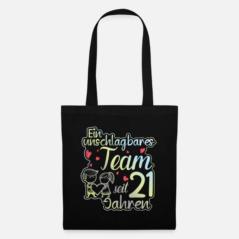 Ein perfektes Team seit 21 Jahren Hochzeitstag - Stoffbeutel - Schwarz