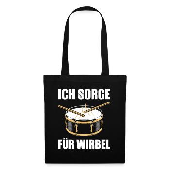Drums Schlagzeuger Drumsticks Wirbel - Stoffbeutel - Schwarz - Vorne