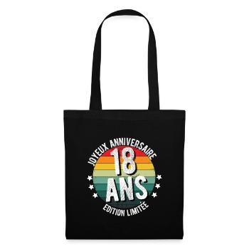 joyeux anniversaire cadeau anniversaire 18 ans - Sac en tissu - noir - Devant