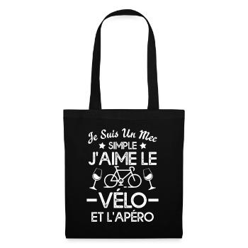 Je suis un mec simple j'aime le vélo et l'apéro - Sac en tissu - noir - Devant