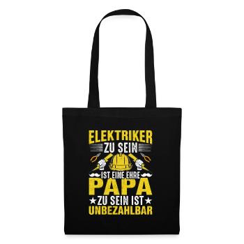 Elektriker Papa Vatertag Geschenk - Stoffbeutel - Schwarz - Vorne