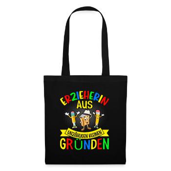 Erzieherin schönes Abschiedsgeschenk - Stoffbeutel - Schwarz - Vorne