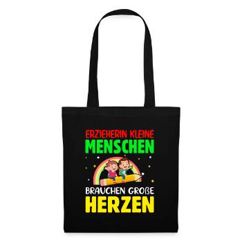 Erzieherin kleine Menschen brauchen große Herzen - Stoffbeutel - Schwarz - Vorne